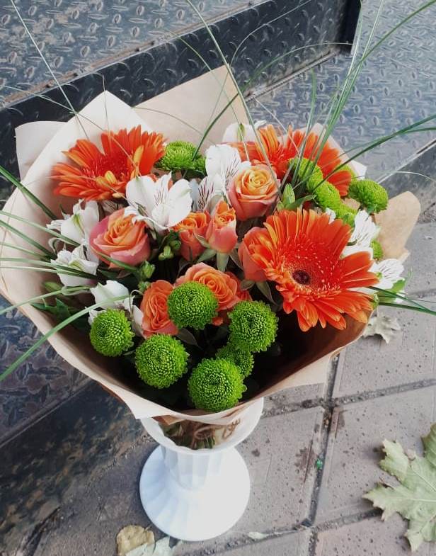 Букет цветов из: Герберы, Хризантемы, Альстромерии и Розы в Ясном Ставропольского края