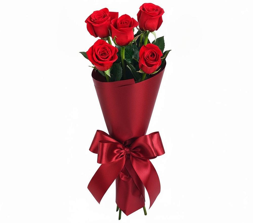 Букет 5 Красных роз Эдлесс Лав в Ясном Ставропольского края