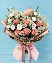 Букет цветов из:  Розы, Альстромерии и Лизиантусы в Ясном Ставропольского края