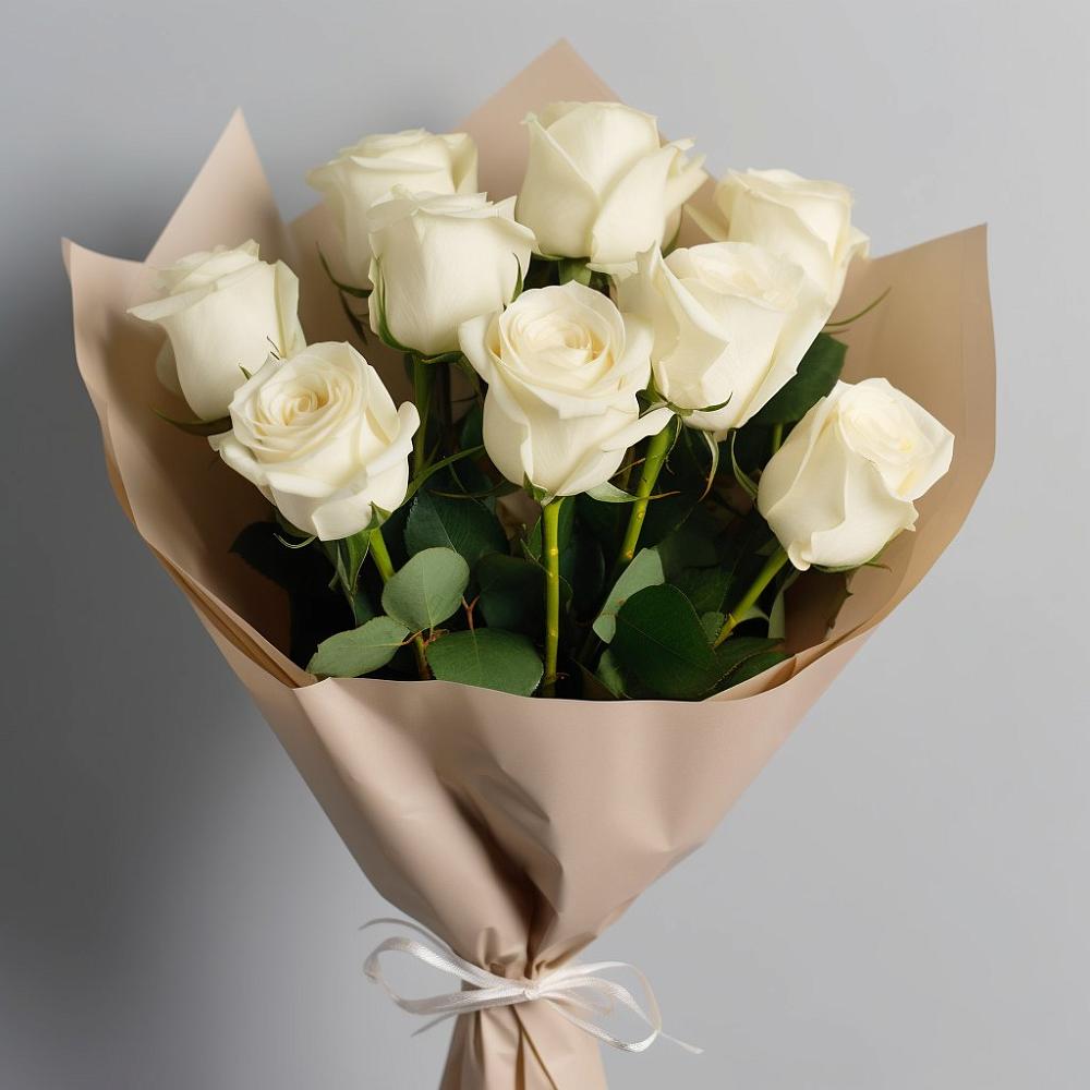 Букет 9 Белых роз Эдлесс Лав в Ясном Ставропольского края