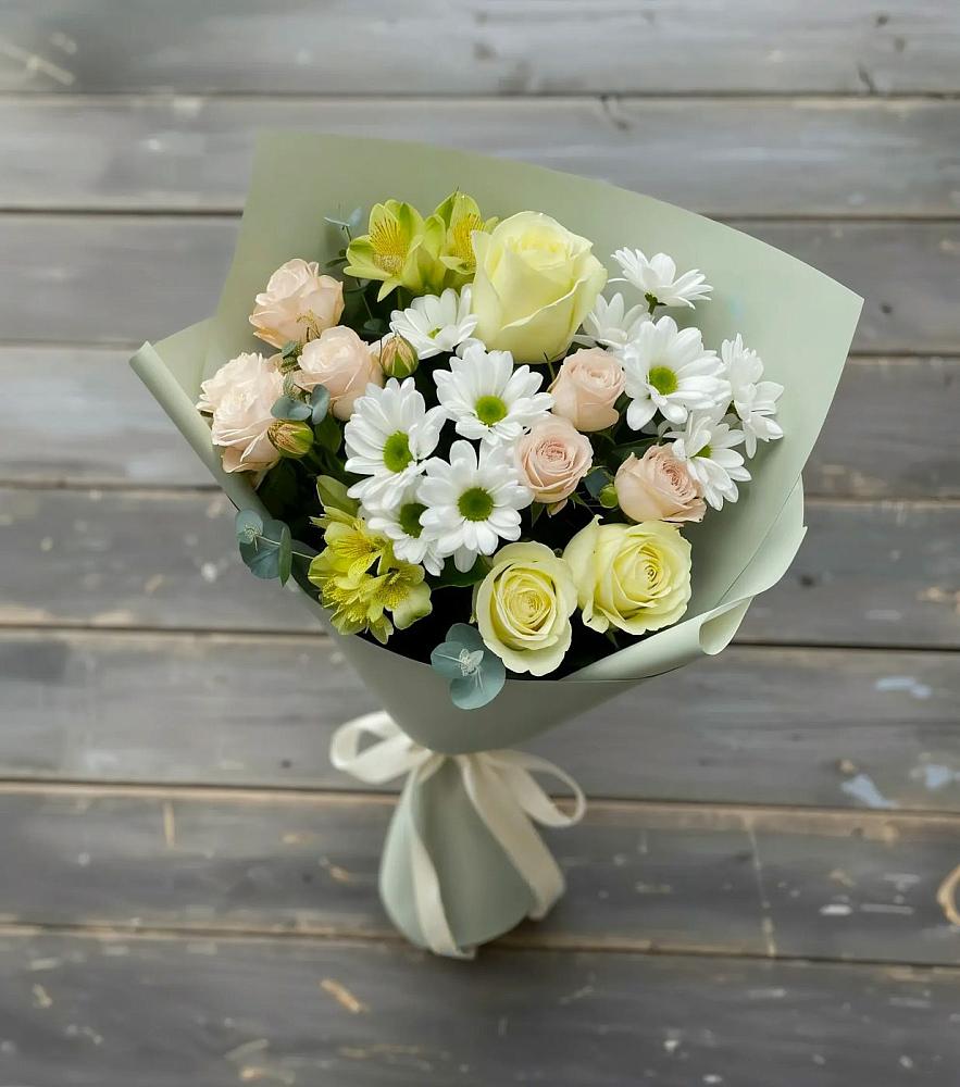 Букет цветов из: Альстромерии, Розы и Хризантемы в Ясном Ставропольского края