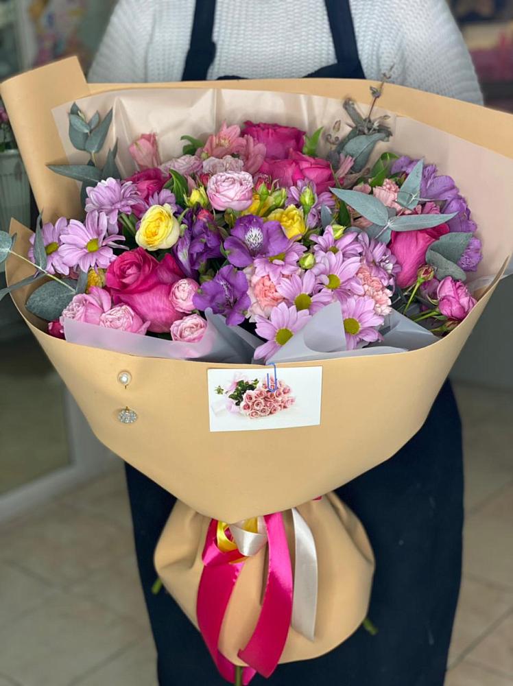 Букет цветов из: Хризантемы, Гвоздики и Альстромерии в Ясном Ставропольского края