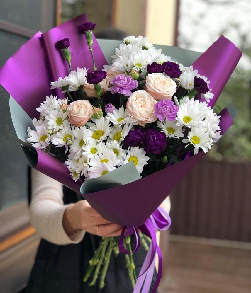 Букет цветов из: Хризантемы, Гвоздики и Розы в Ясном Ставропольского края