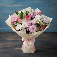 Букет цветов из:  Хризантемы, Альстромерии и Розы в Ясном Ставропольского края