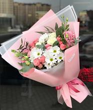 Букет цветов из:  Розы, Лизиантусы и Хризантемы в Ясном Ставропольского края