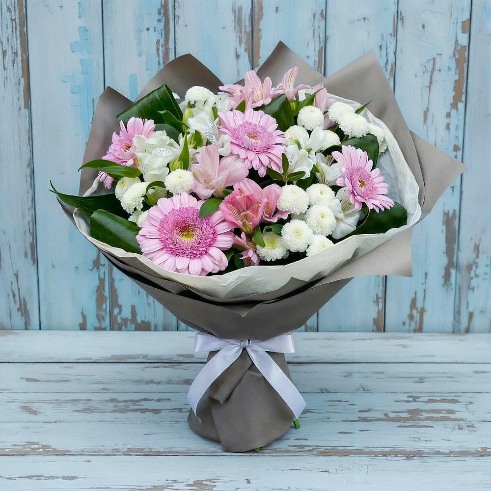 Букет цветов из: Герберы, Альстромерии и Хризантемы в Ясном Ставропольского края